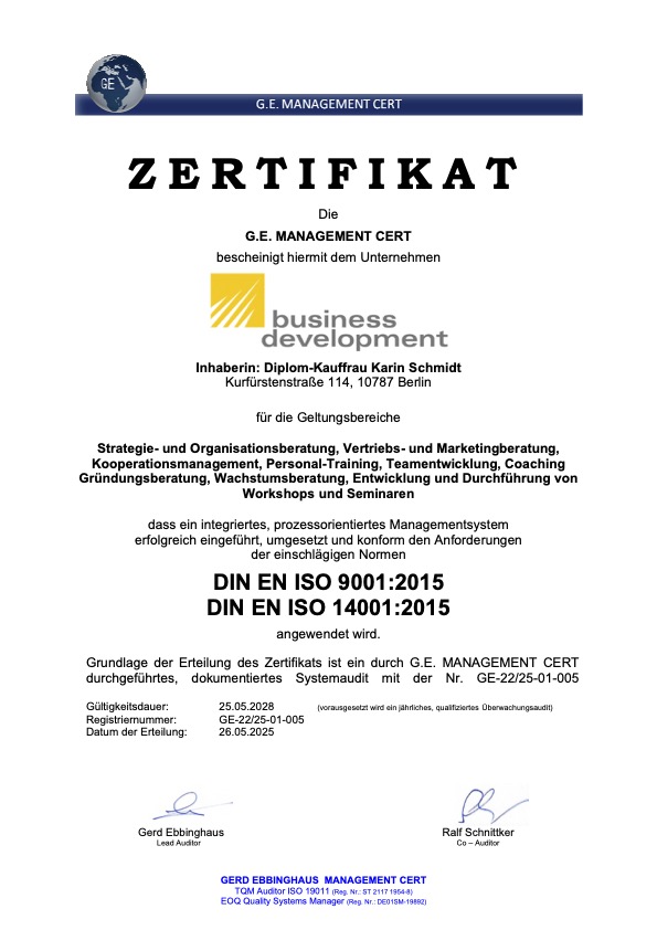 Zertifiziertes Qualitätsmanagement nach ISO 9001